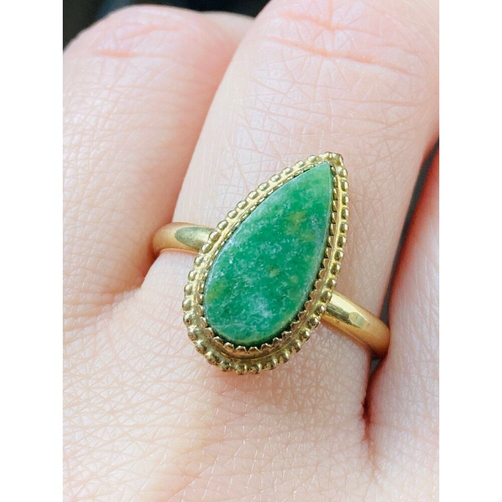 Vintage gold plated nephrite jade adjustable Ring